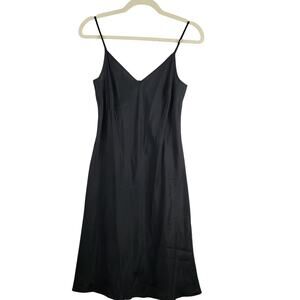 Women's Size S Satin Slip Dress Solid Black Longline Nightie Intimate Sleep Gown